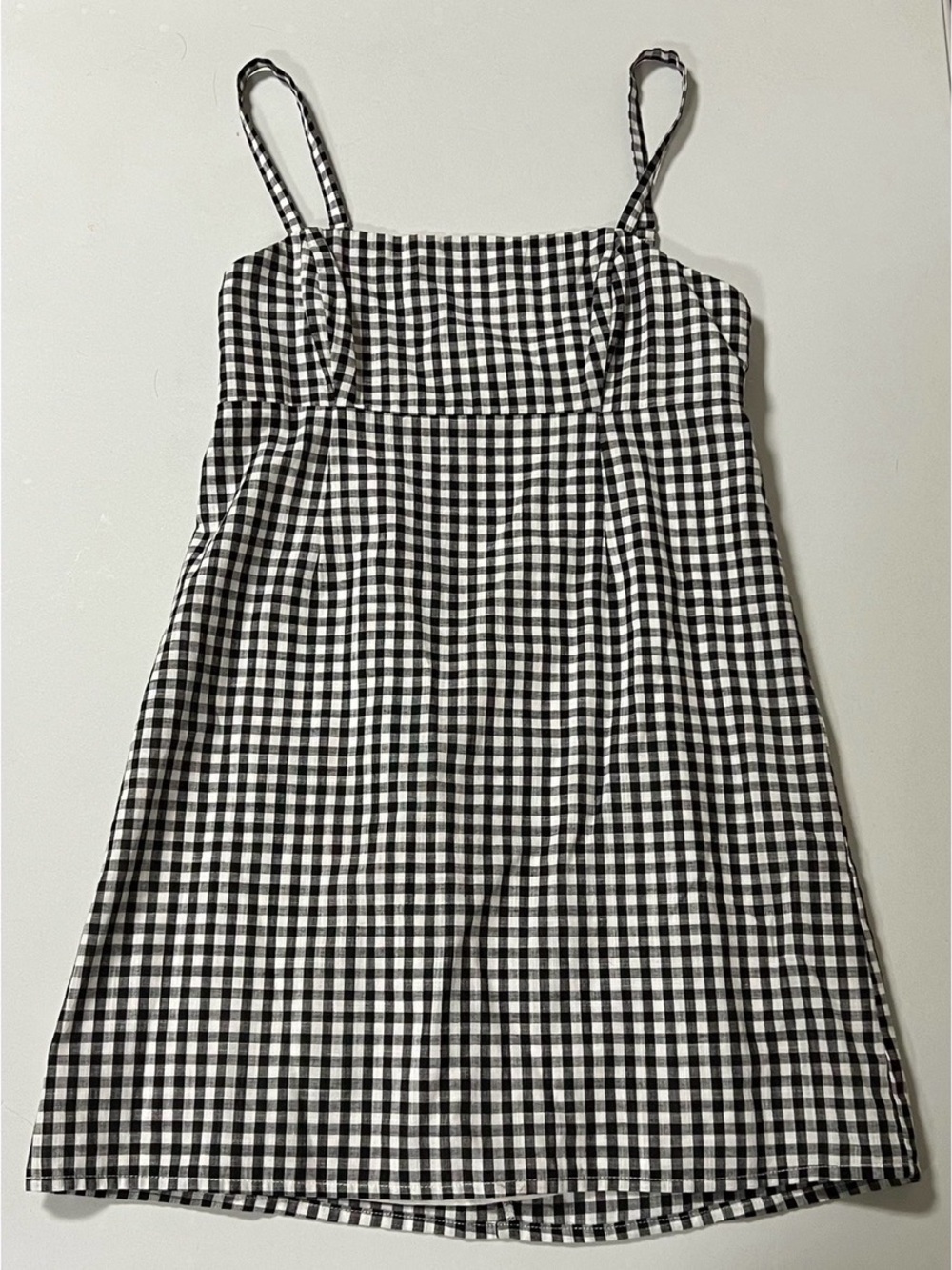 Silence + Noise Black White Gingham Plaid Spaghetti Strap Mini Dress Size 0 🤍🖤